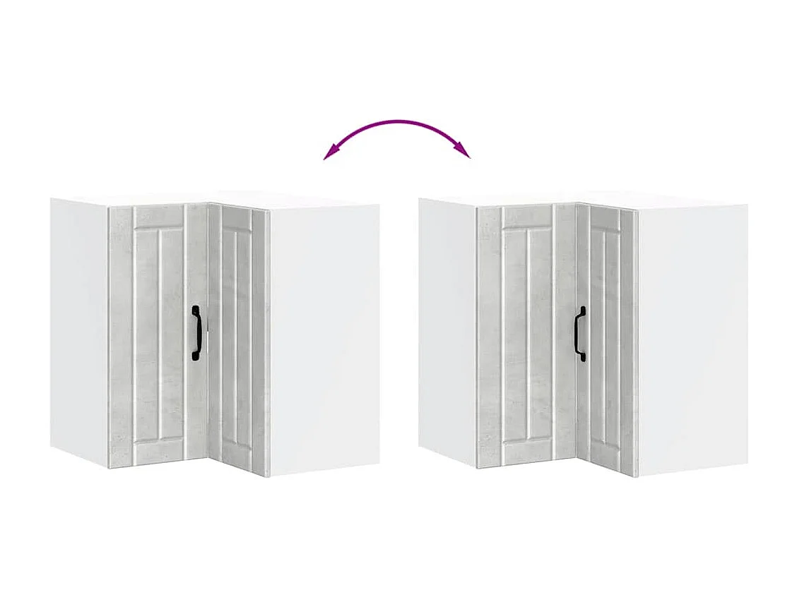 Armoire d'angle murale de cuisine gris béton