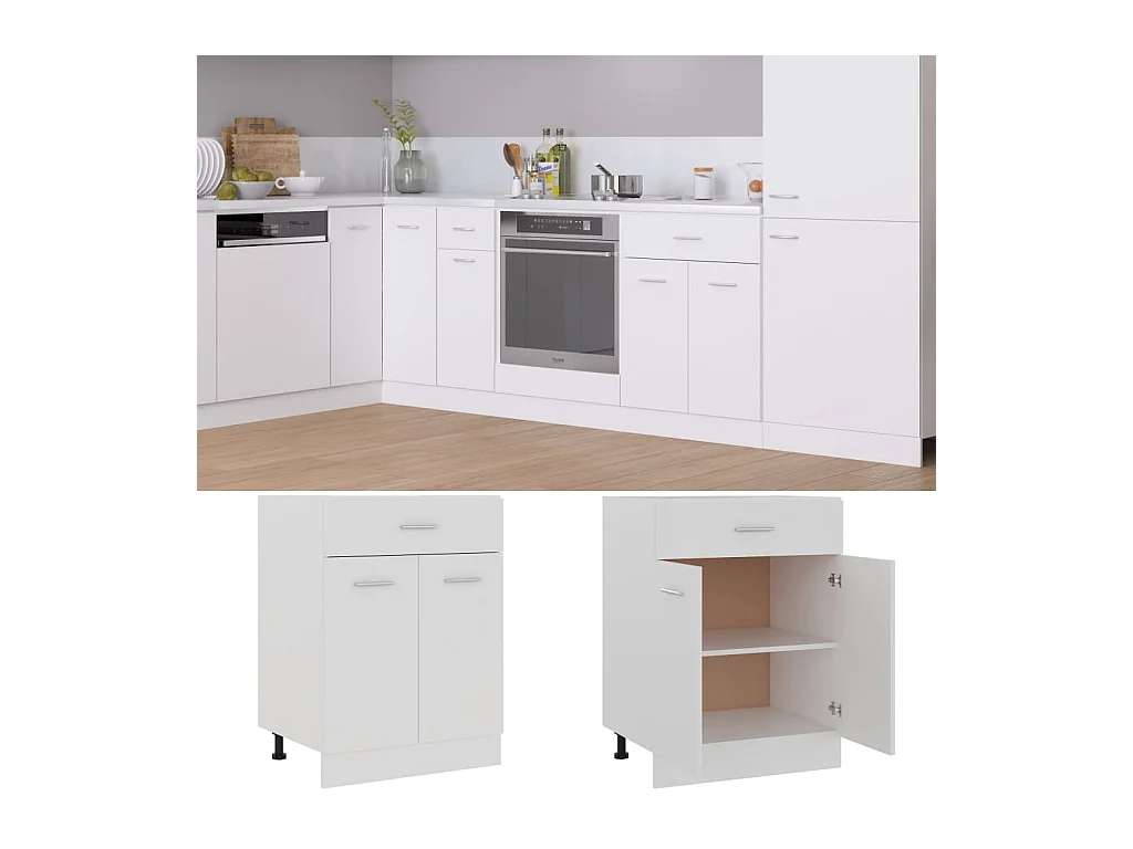 Armoire de plancher à tiroir Blanc