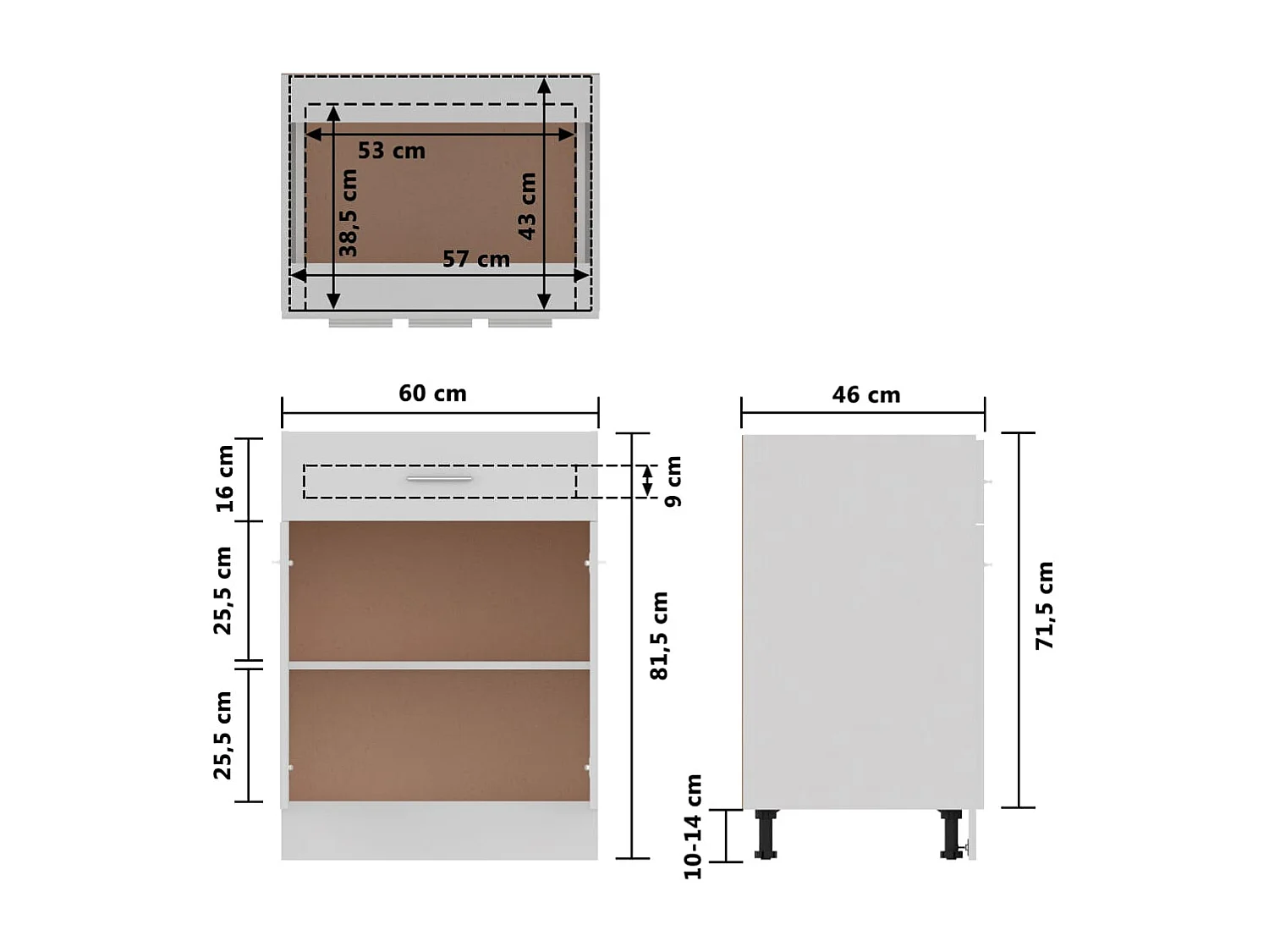 Armoire de plancher à tiroir Blanc
