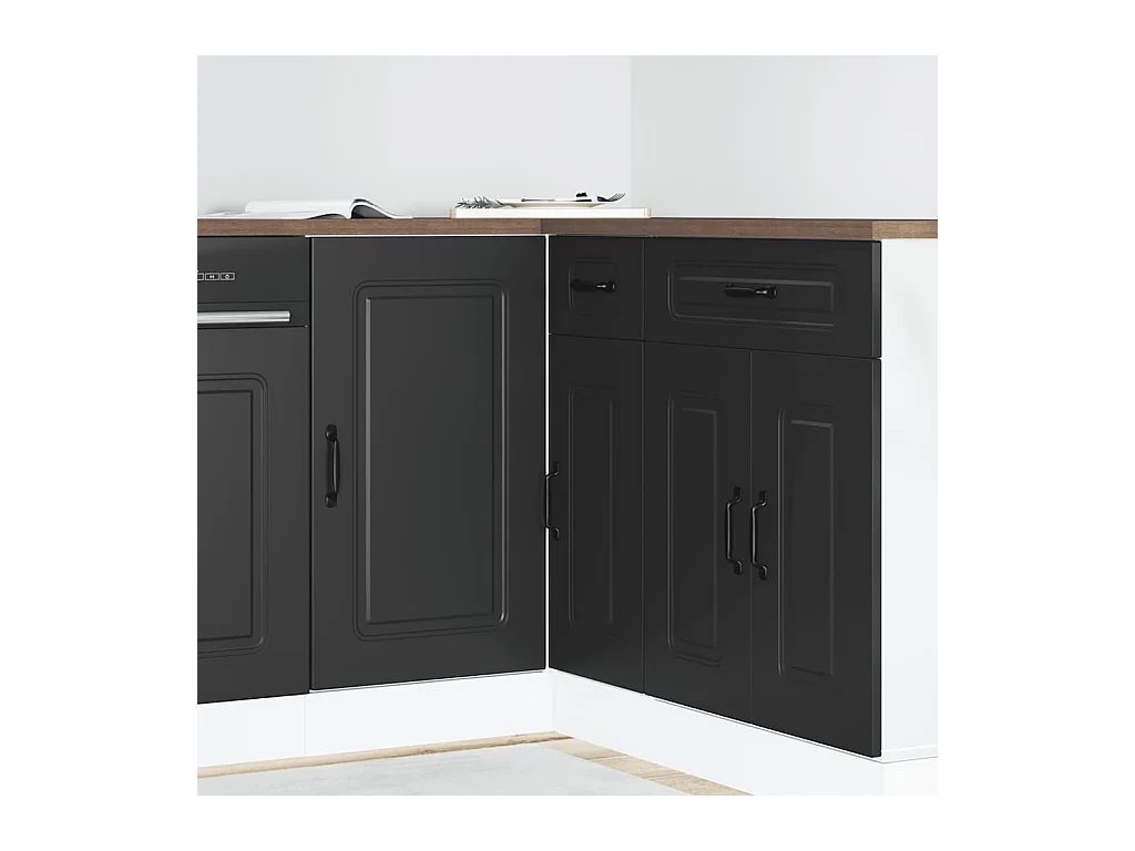 Armoire de cuisine noir bois d'ingénierie