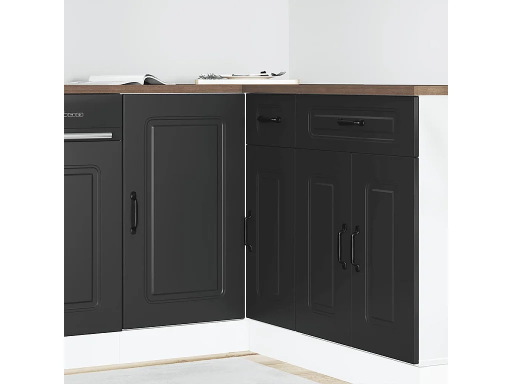 Armoire de cuisine noir bois d'ingénierie