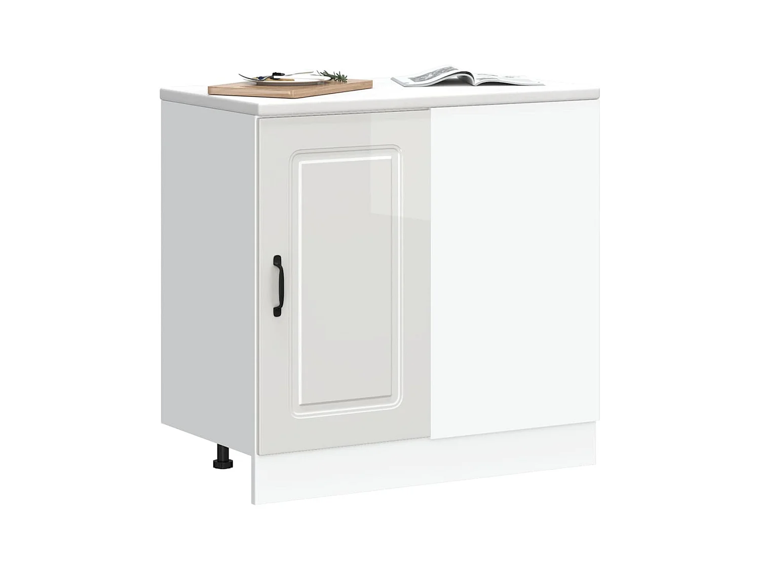 Armoire de cuisine blanc brillant bois ingénierie