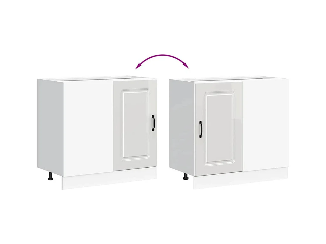 Armoire de cuisine blanc brillant bois ingénierie