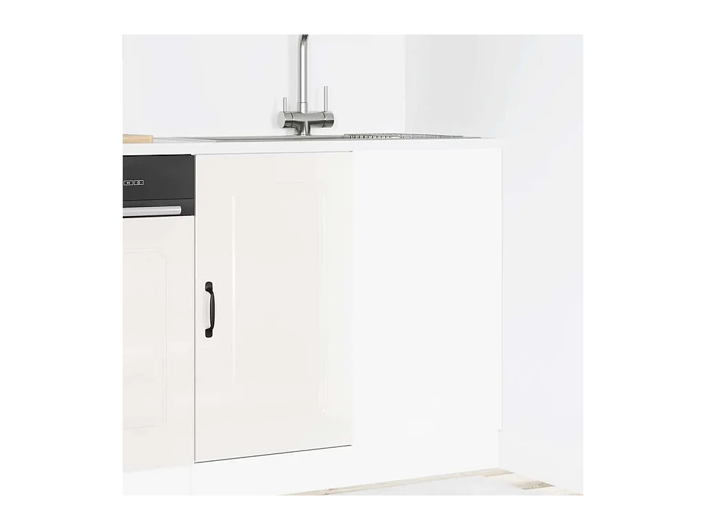 Armoire de cuisine blanc brillant bois ingénierie