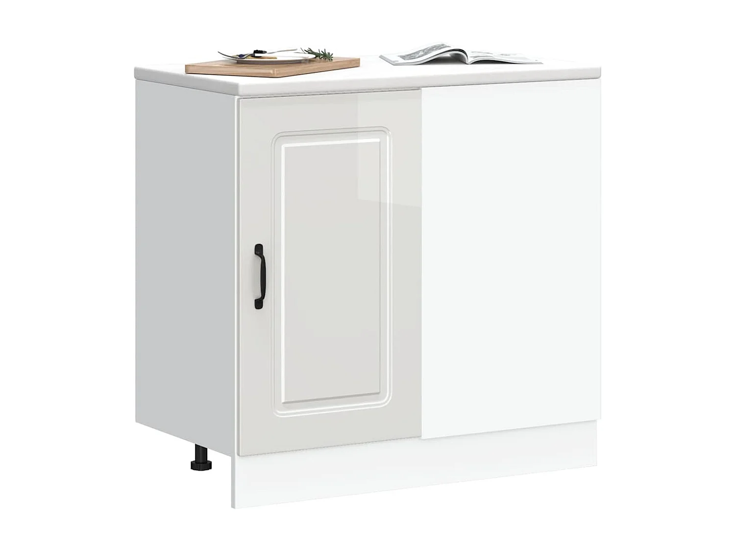 Armoire de cuisine blanc brillant bois ingénierie