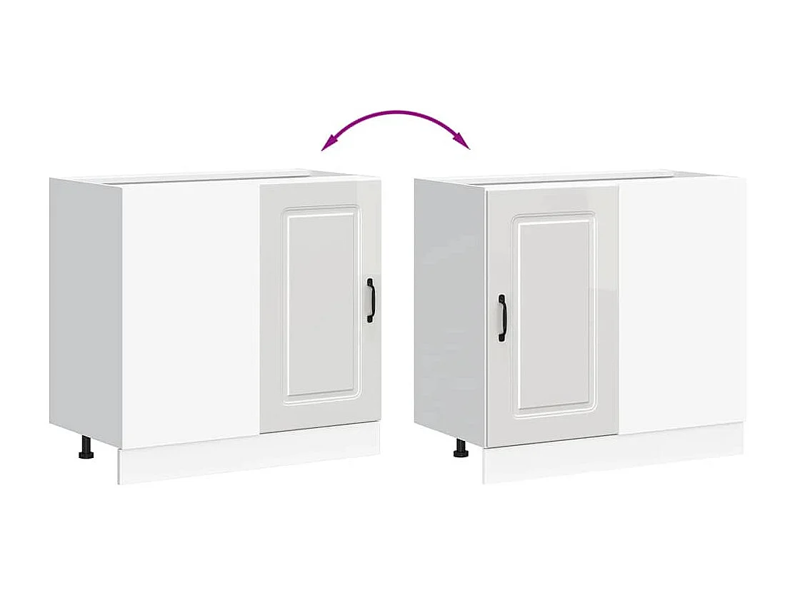 Armoire de cuisine blanc brillant bois ingénierie