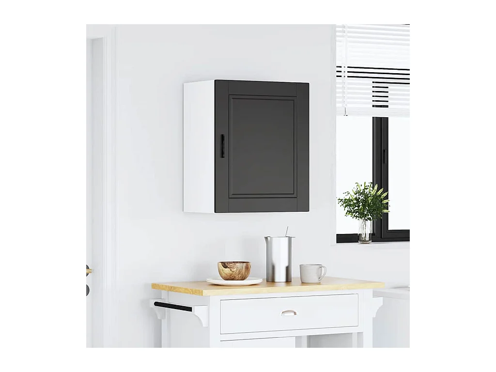 Armoire murale de cuisine noir bois d'ingénierie