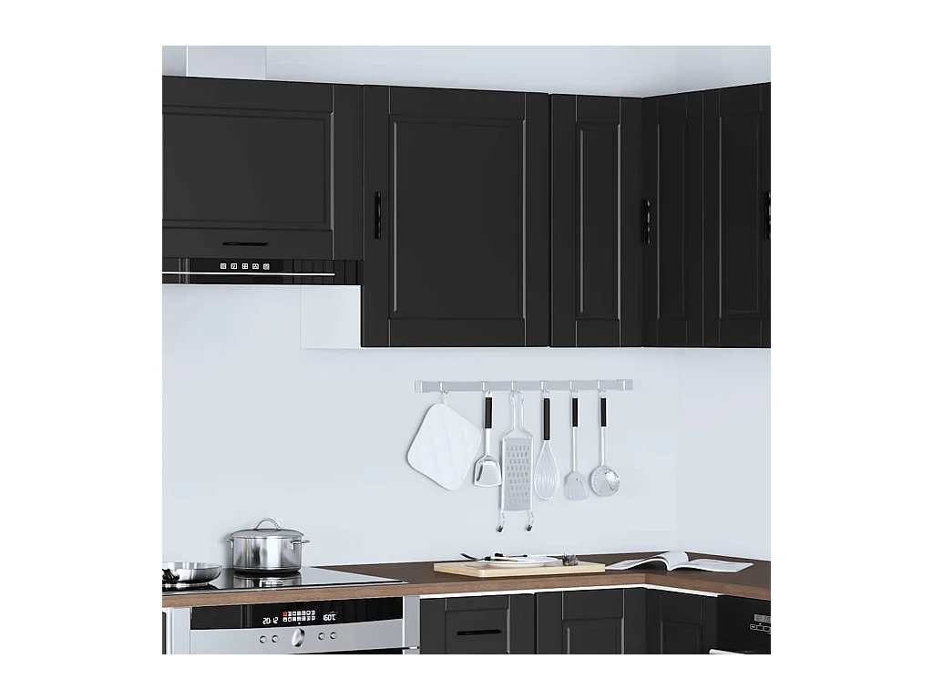 Armoire murale de cuisine noir bois d'ingénierie