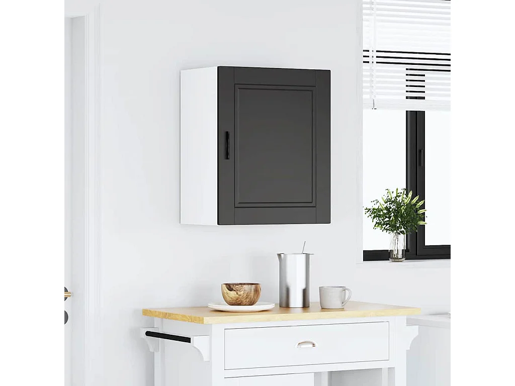 Armario de pared para cocina de madera de ingeniería negra Porto