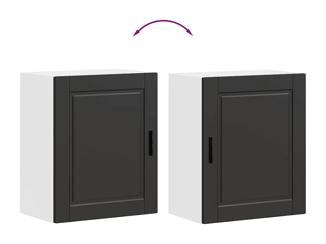 Armario de pared para cocina de madera de ingeniería negra Porto