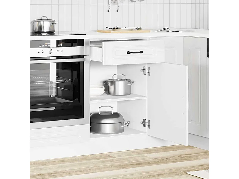 Armoire de cuisine blanc brillant bois ingénierie
