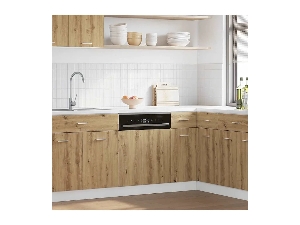 Pannello lavastoviglie in rovere lavorato a mano "Lyon"