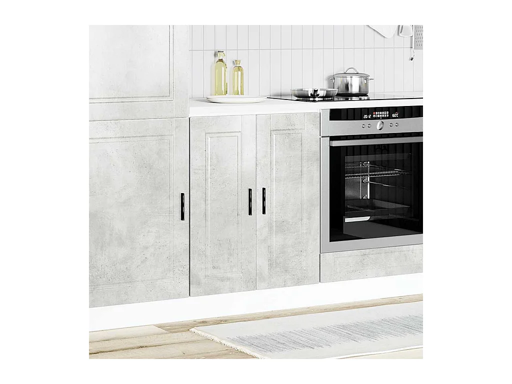 Armoire de cuisine gris béton bois d'ingénierie