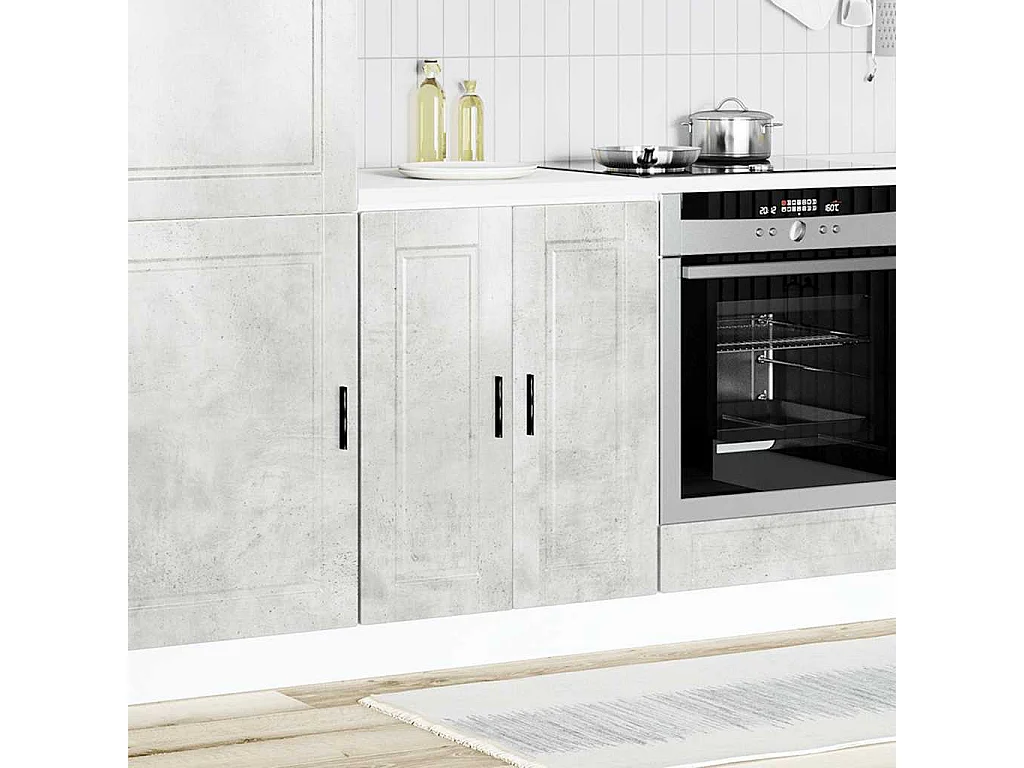 Armoire de cuisine gris béton bois d'ingénierie