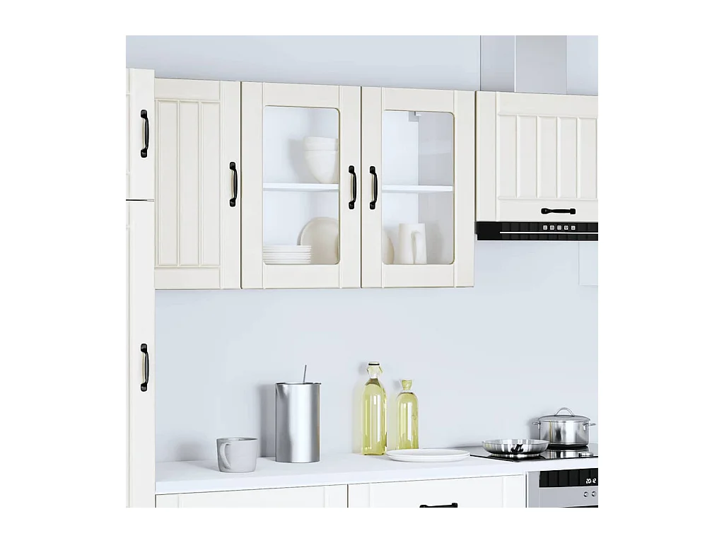 Pensile da cucina bianco con anta in vetro