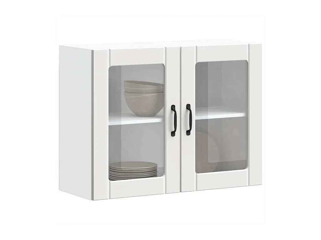 Pensile da cucina bianco con anta in vetro