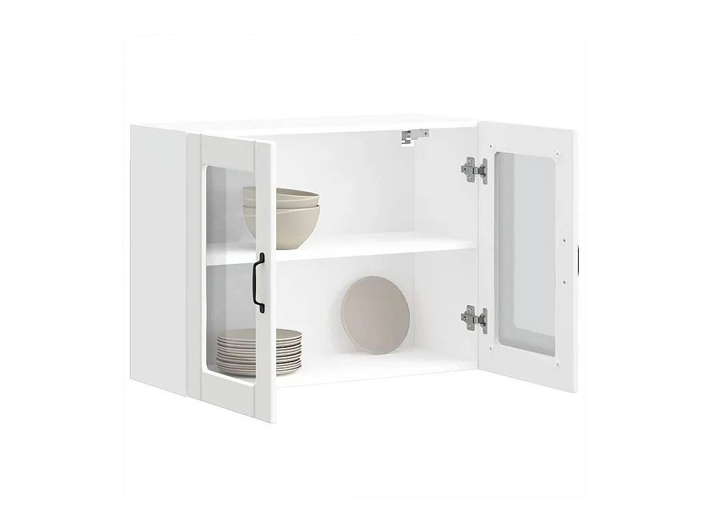 Mueble de cocina de pared blanco con puerta de cristal