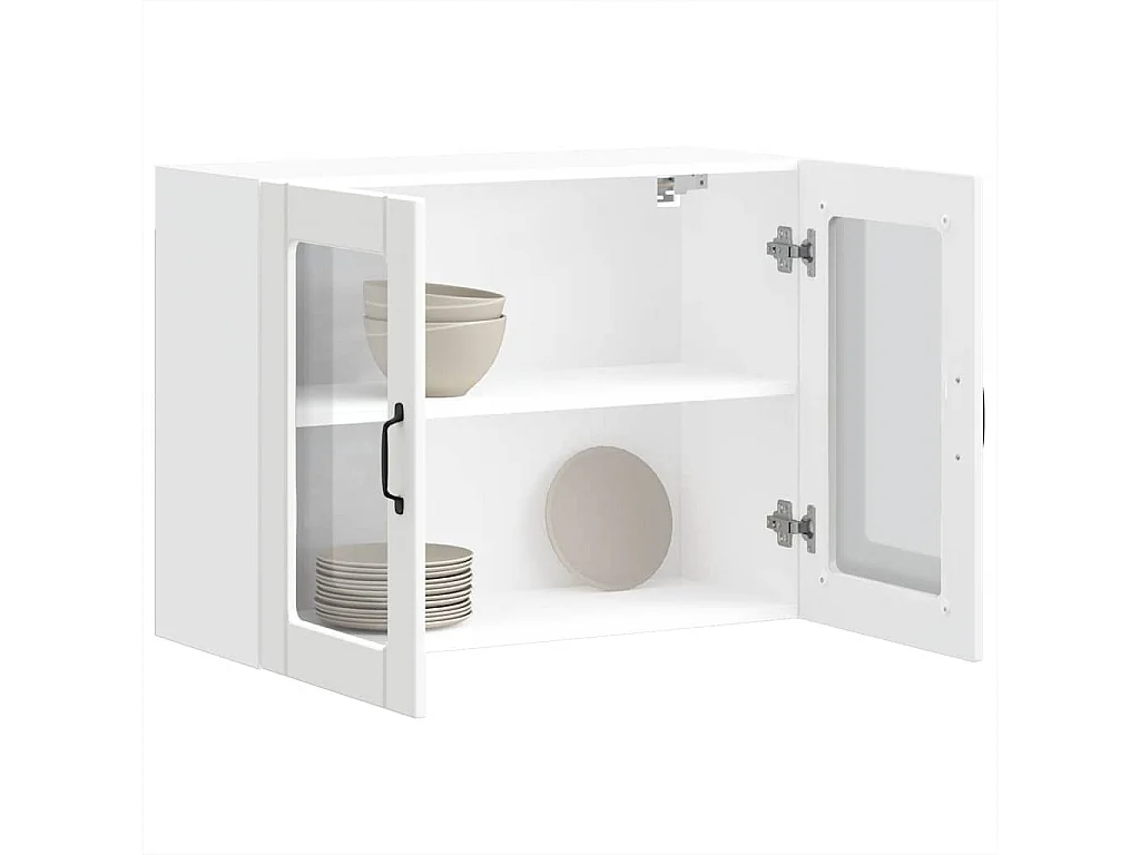 Armoire murale de cuisine avec porte en verre blanc