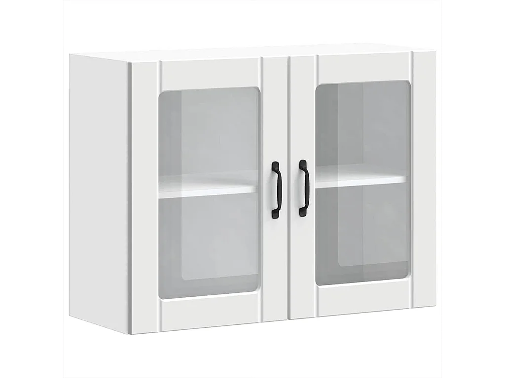 Armoire murale de cuisine avec porte en verre blanc