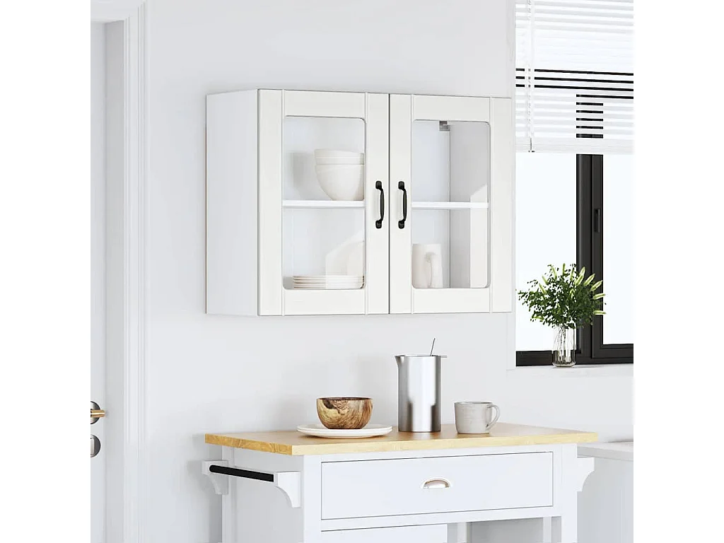 Armoire murale de cuisine avec porte en verre blanc