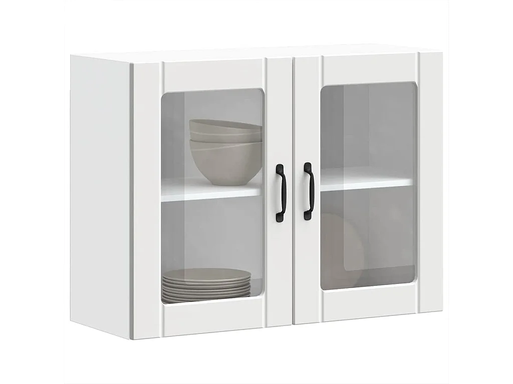 Armoire murale de cuisine avec porte en verre blanc