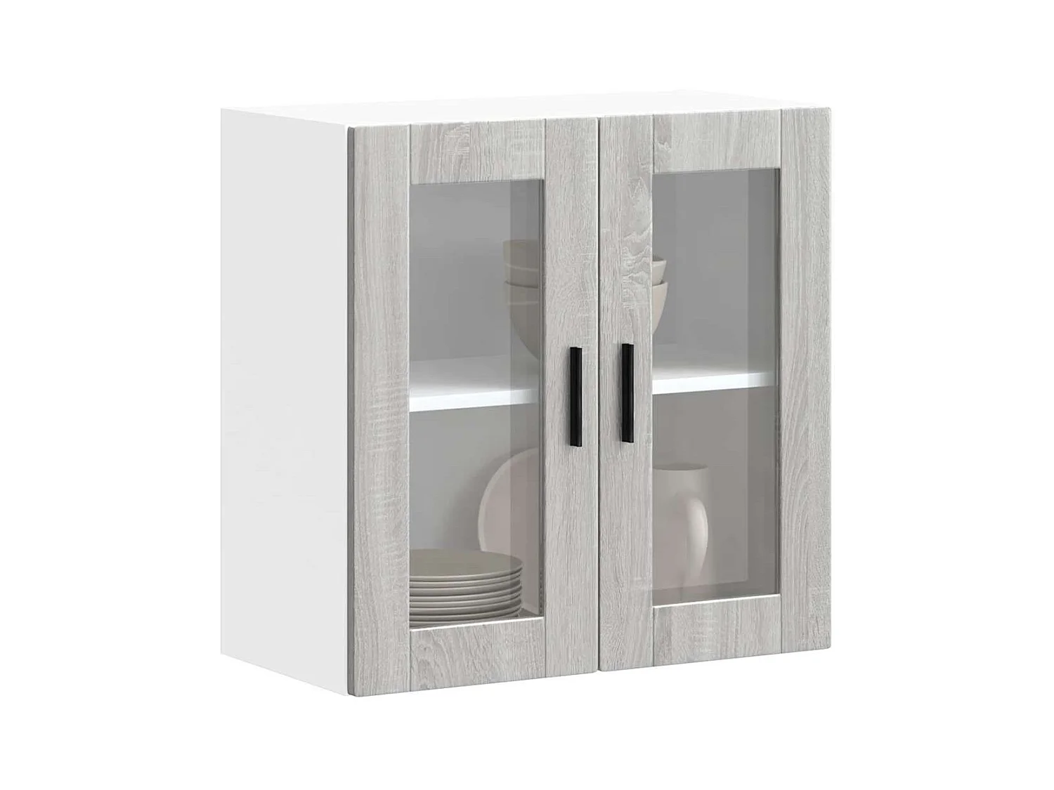 Armoire murale de cuisine avec porte en verre sonoma gris