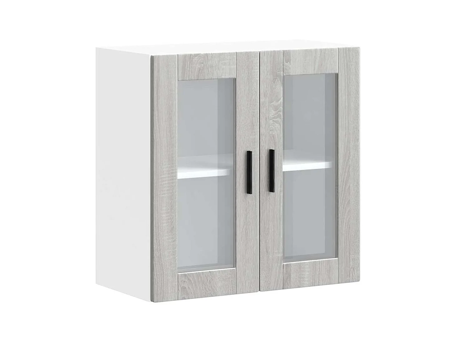 Armoire murale de cuisine avec porte en verre sonoma gris