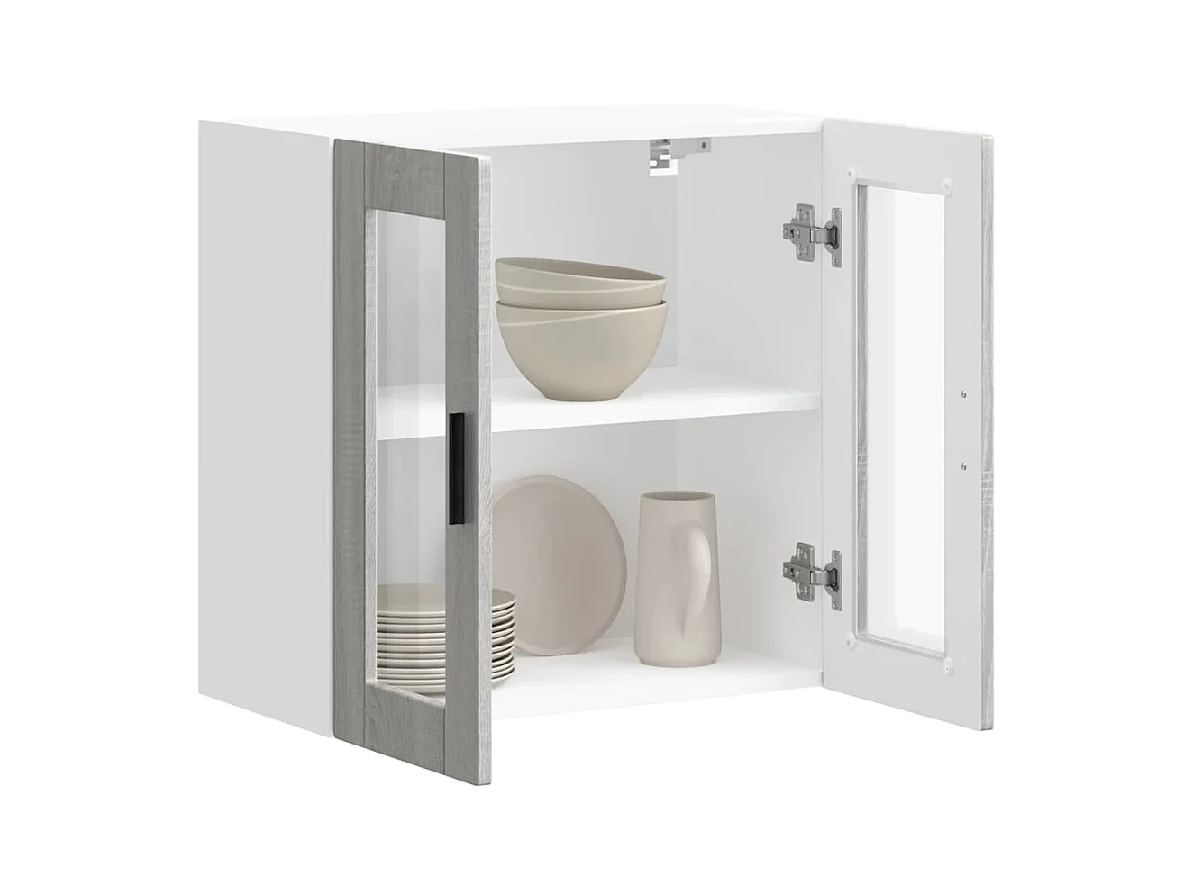Armoire murale de cuisine avec porte en verre sonoma gris