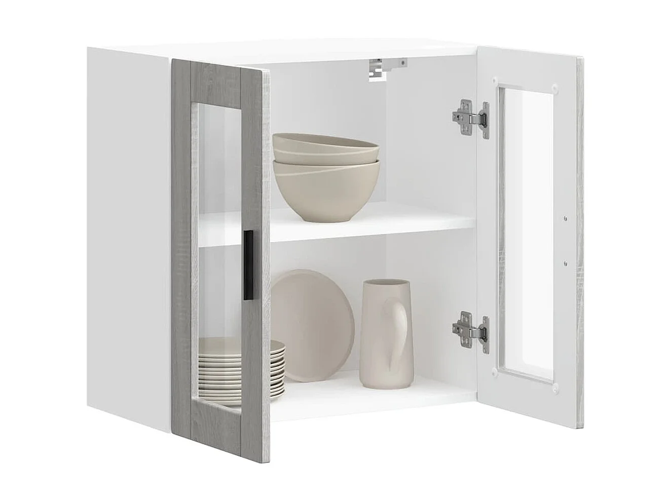 Sonoma Grijze Keukenwandkast met Glazen Deur