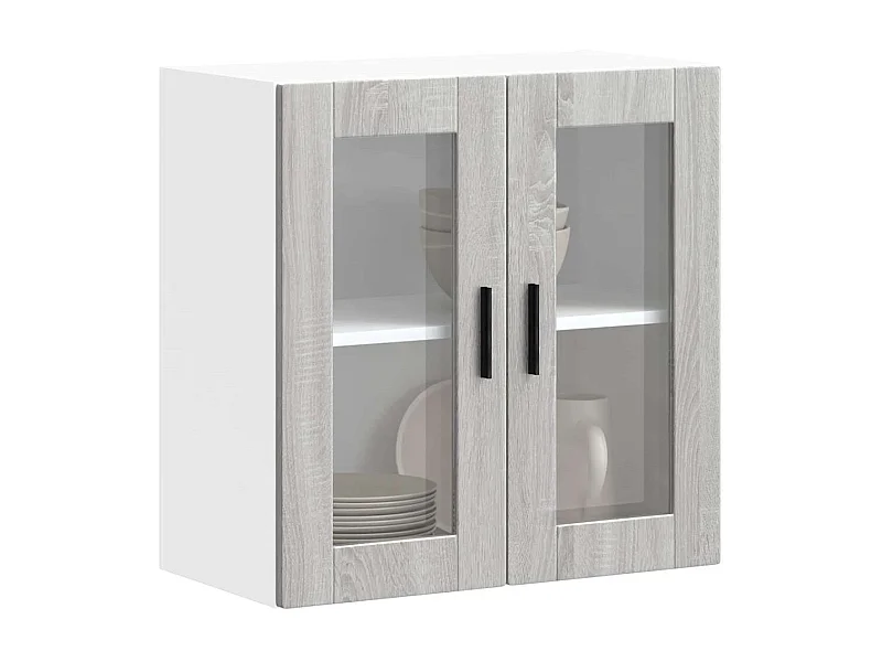 Armoire murale de cuisine avec porte en verre sonoma gris
