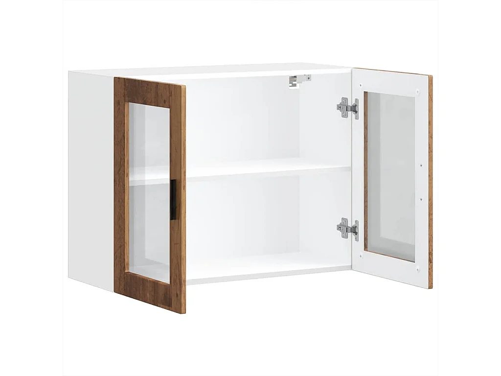 Armoire murale de cuisine avec porte en verre vieux bois