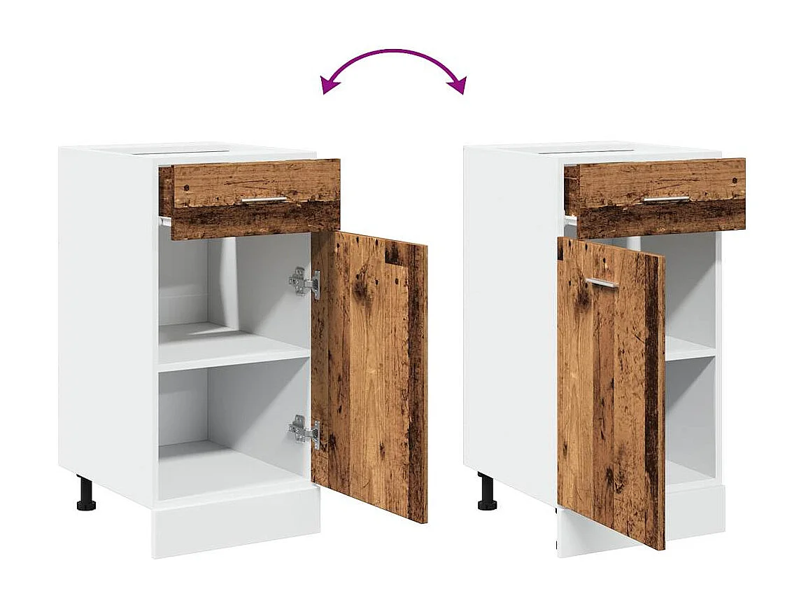 Armoire de plancher à tiroir vieux bois 40x46x81,5 cm