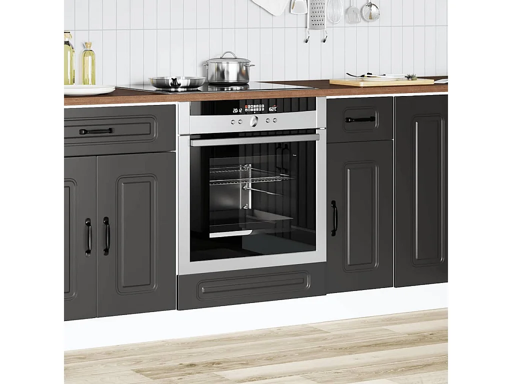 Armoire à four noir bois d'ingénierie