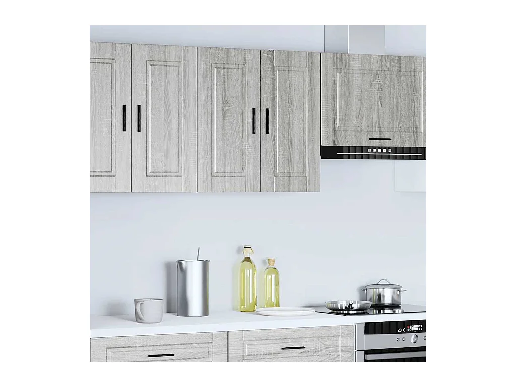 Mobile da cucina a muro in legno ingegnerizzato grigio Sonoma