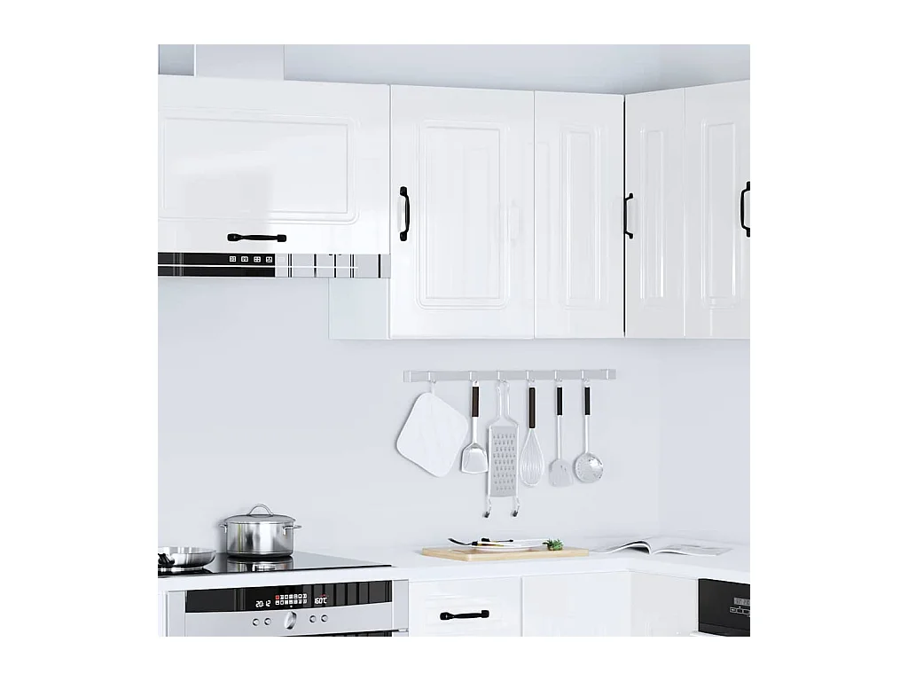 Armoire murale de cuisine blanc brillant bois ingénierie