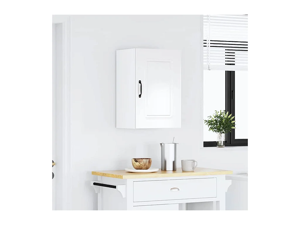 Armoire murale de cuisine blanc brillant bois ingénierie