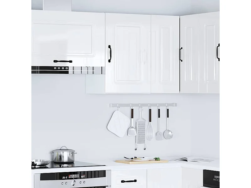 Armoire murale de cuisine blanc brillant bois ingénierie