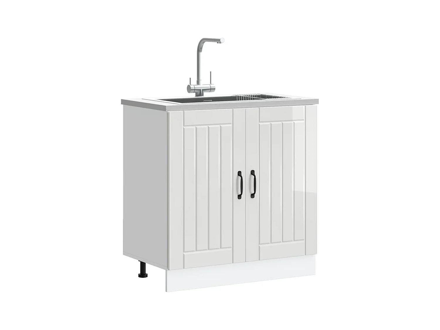 Mobile lavabo base in legno ingegnerizzato bianco lucido Lucca