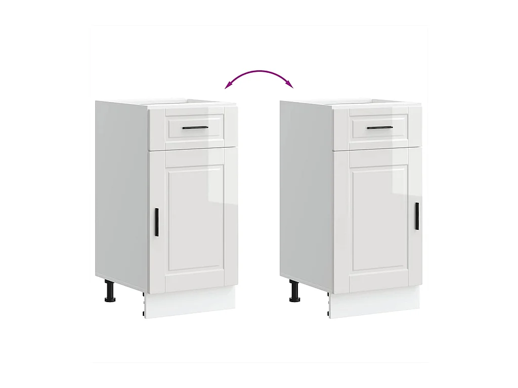 Armoire de cuisine blanc brillant bois ingénierie