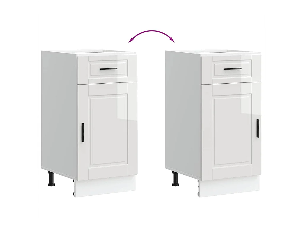 Armoire de cuisine blanc brillant bois ingénierie