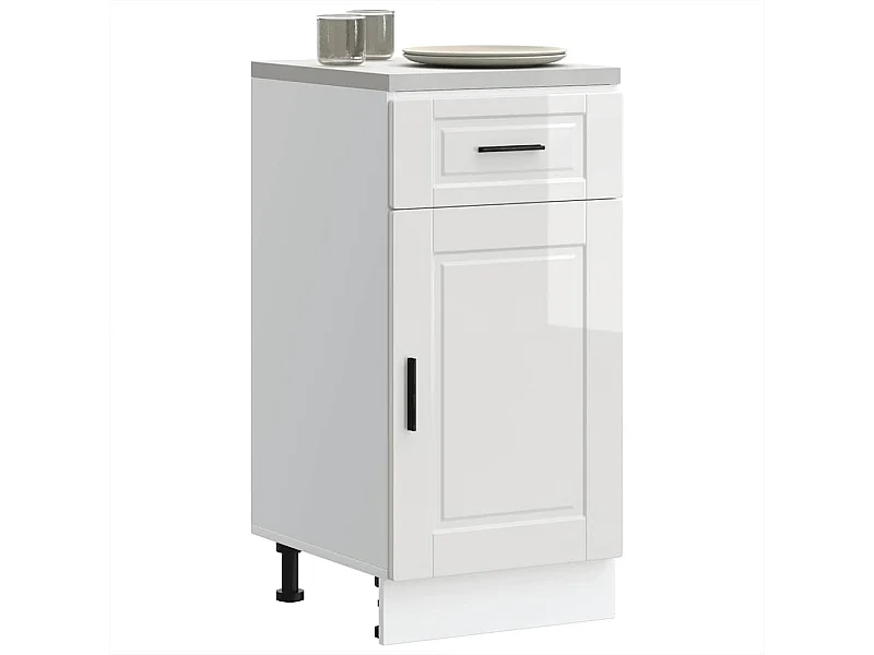 Armoire de cuisine blanc brillant bois ingénierie