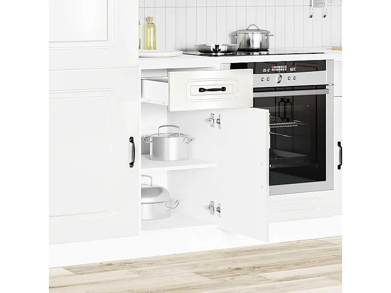 Gabinete de cocina de madera de ingeniería blanca brillante