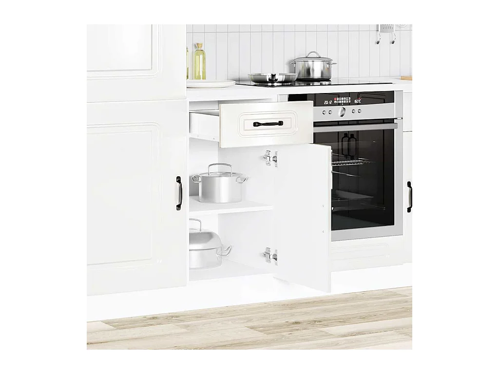 Armoire de cuisine blanc brillant bois ingénierie