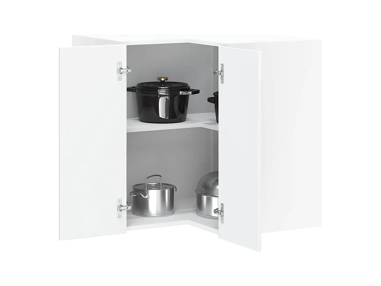 Armoire murale d'angle de cuisine blanc brillant
