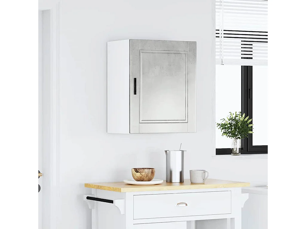 Armoire murale de cuisine gris béton bois d'ingénierie