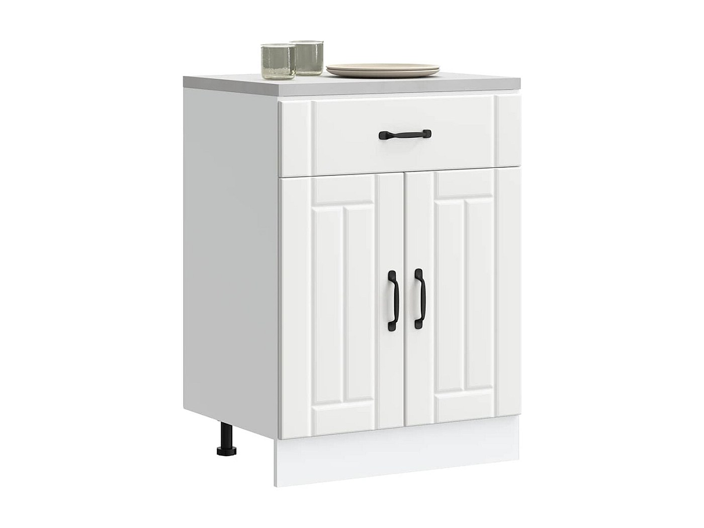 Armoire De Cuisine Blanche 38x41,5x131,5 Cm - Grand Rangement Bois D'Ingénierie, Porte Réversible