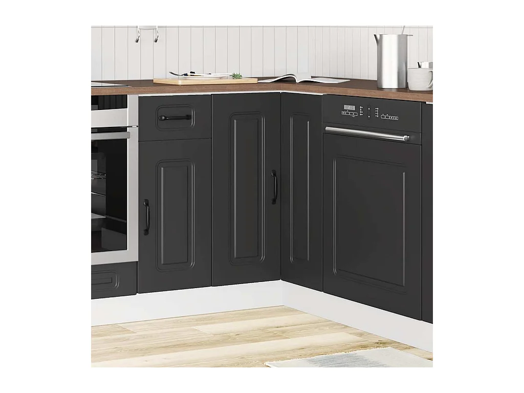 Mobile angolare da cucina in legno ingegnerizzato nero