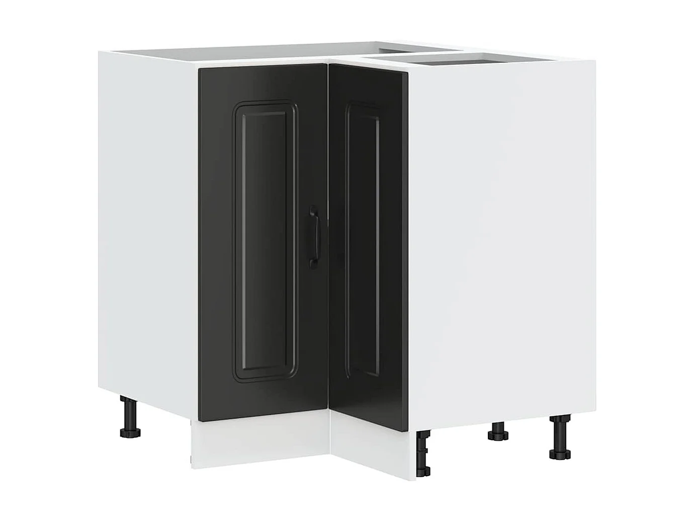 Armoire d'angle de cuisine noir bois d'ingénierie