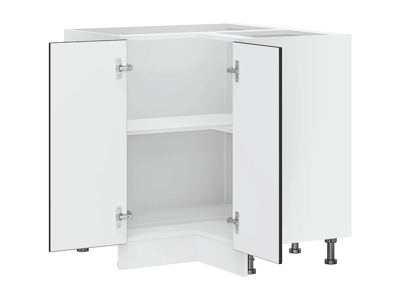 Armoire d'angle de cuisine noir bois d'ingénierie