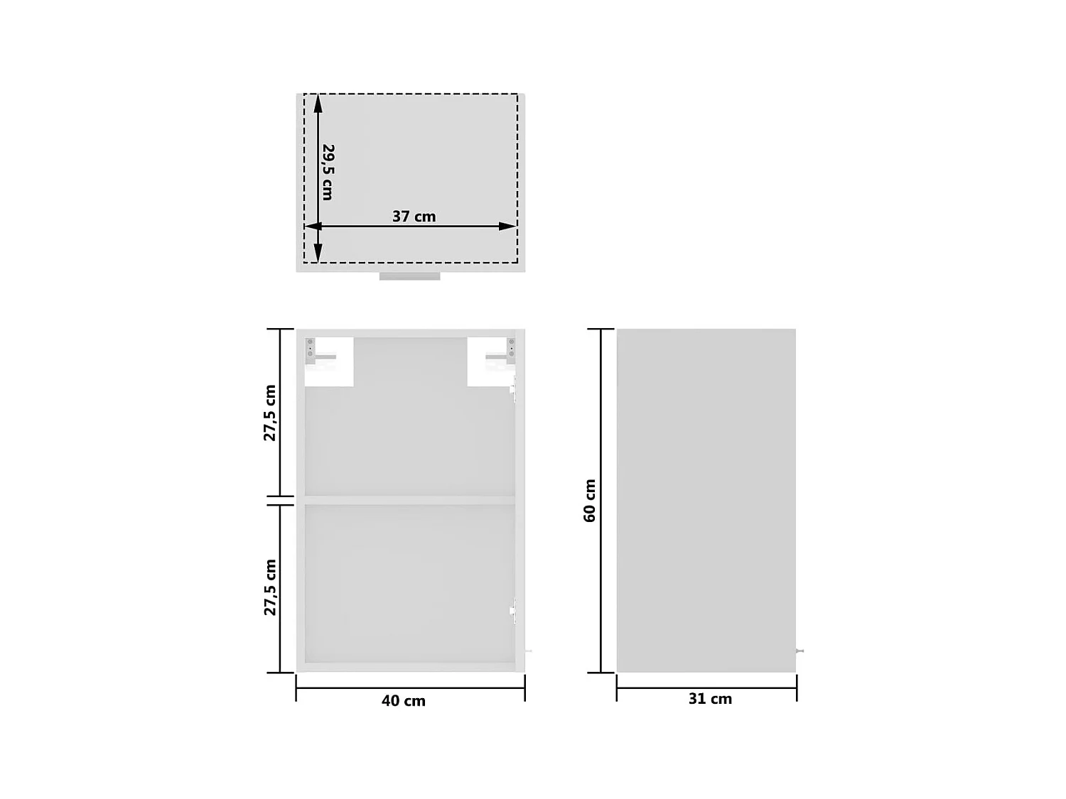 Witte Hangende Glazen Kast 40x31x60 cm